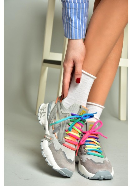 U602602502 Gri Süet Kadın Spor Ayakkabı Sneakers