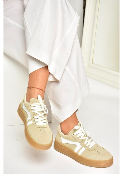 U274431102 Bej Süet Spor Ayakkabı Sneakers