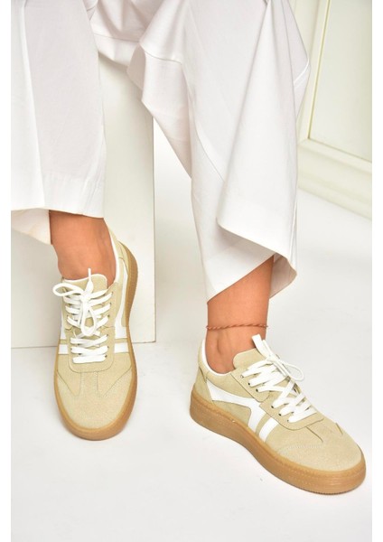 U274431102 Bej Süet Spor Ayakkabı Sneakers modelleri