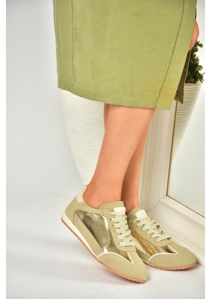 U820730509 Altın Kadın Spor Ayakkabı Sneakers
