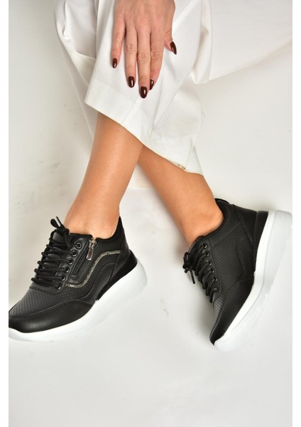 U702020709 Siyah Kalın Tabanlı Spor Ayakkabı Sneakers fiyatları