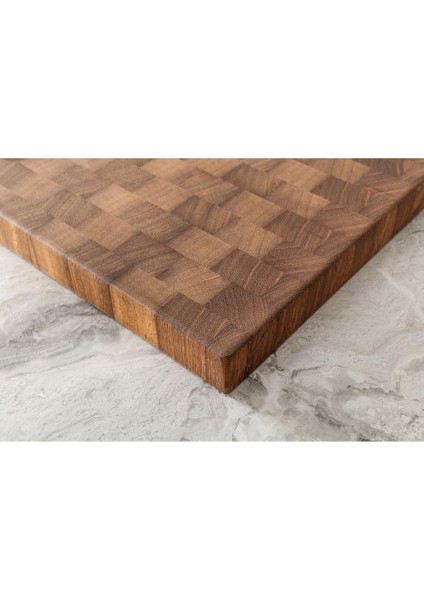 End Grain Ireko El Yapımı Ahşap Kesme Tahtası | 30X45X3,8 cm Sunum, Servis ve Dekoratif Kullanım