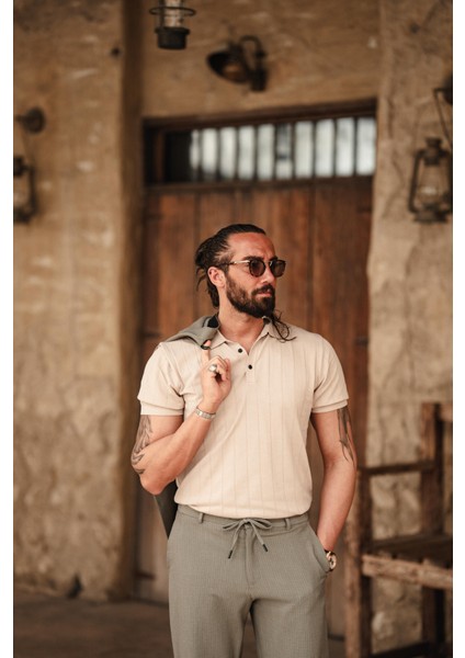 Kendinden Desenli Polo Yaka Triko fiyatları