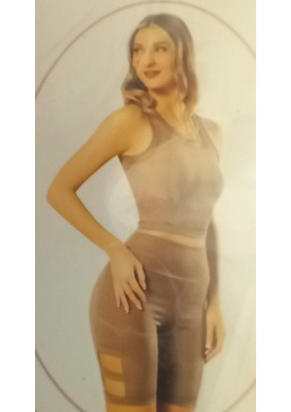 Fitilli Yüksek Bel Spor Tayt Crop Takım modelleri