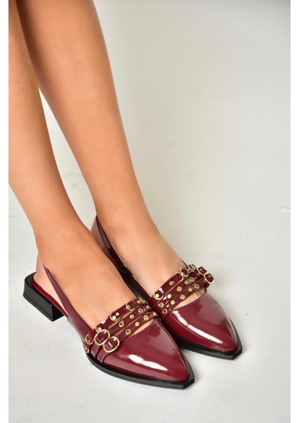 U518700508 Bordo Rugan Alçak Topuklu Kadın Ayakkabı fiyatları