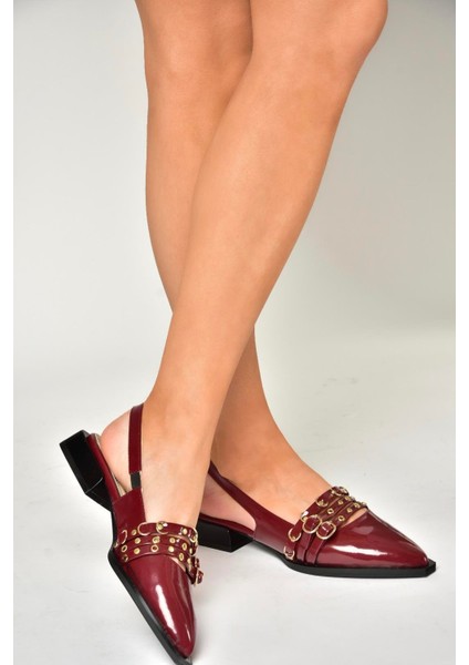 U518700508 Bordo Rugan Alçak Topuklu Kadın Ayakkabı modelleri