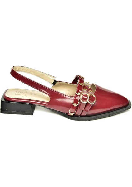 U518700508 Bordo Rugan Alçak Topuklu Kadın Ayakkabı indirimleri