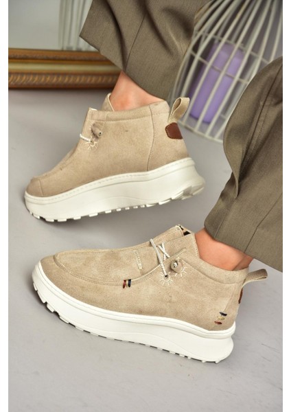 T973774202 Bej Süet Kadın Ayakkabı