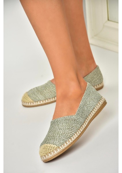 D280250017 Gri Hasır Günlük Kadın Ayakkabı