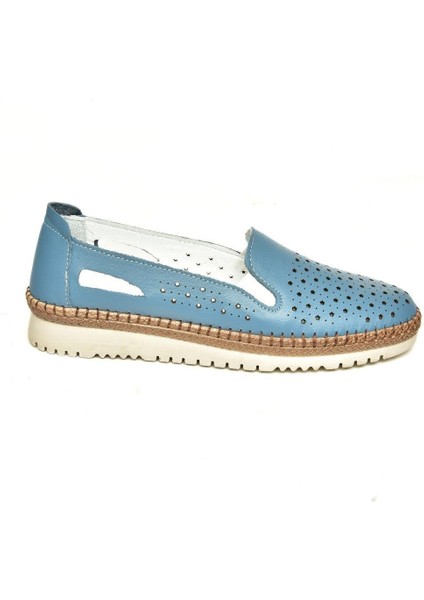 P555501103 Mavi Hakiki Deri Kadın Ayakkabı fırsatları