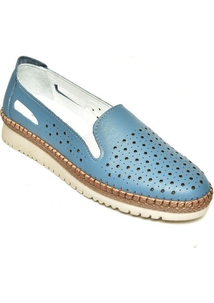 P555501103 Mavi Hakiki Deri Kadın Ayakkabı indirimleri