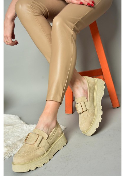 R820220102 Ten Süet Kalın Tabanlı Kadın Ayakkabı fiyatları