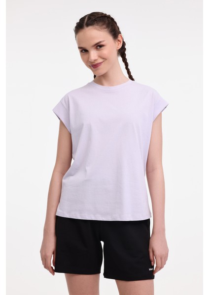 Wl Pelyaf 11KT71 5fx Açık Lila Kadın Kısa Kol T-Shirt