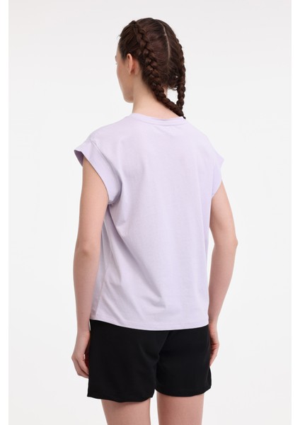 Wl Pelyaf 11KT71 5fx Açık Lila Kadın Kısa Kol T-Shirt