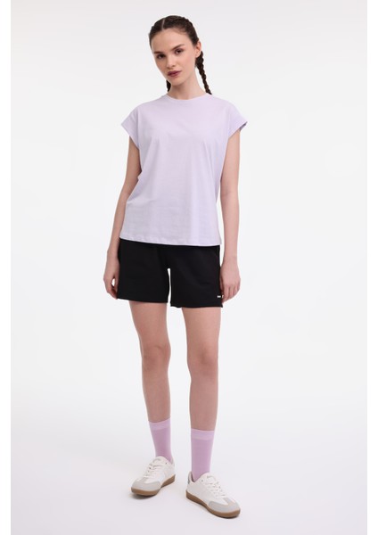 Wl Pelyaf 11KT71 5fx Açık Lila Kadın Kısa Kol T-Shirt