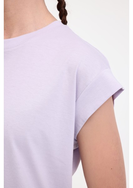 Wl Pelyaf 11KT71 5fx Açık Lila Kadın Kısa Kol T-Shirt
