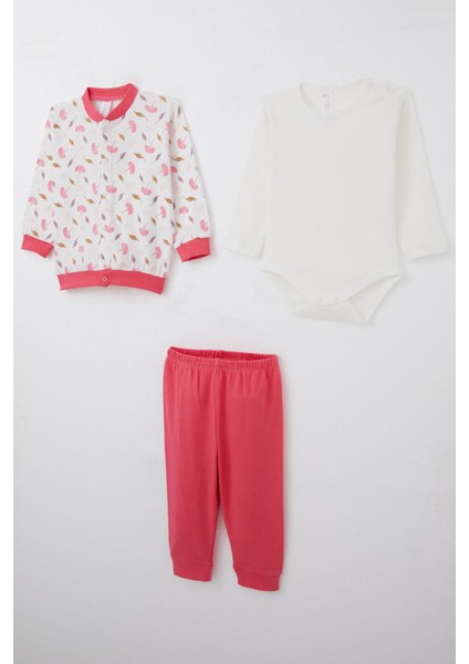 Kız Bebek Zıbınlı 3 Lü Takım Çiçek Desenli 4 Ay-1 Yaş, Beyaz fiyatları