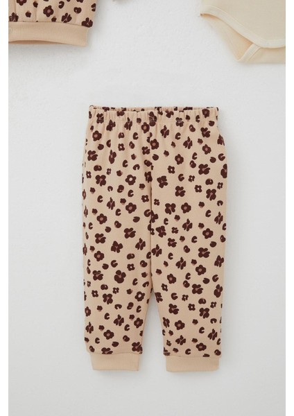 Kız Bebek Zıbınlı 3 Lü Takım Çiçek Desenli Yelekli 4 Ay-1 Yaş, Bej indirimleri