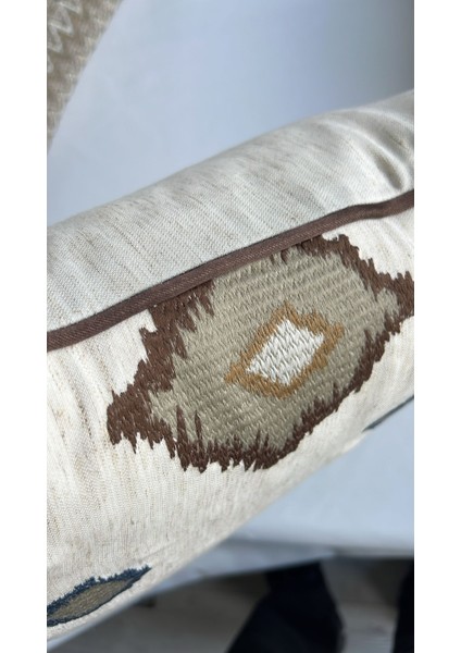 Sara Home Etnik Desen Nakışlı ve Fitilli 45 x 45 Dekoratif Kırlent Kılıfı