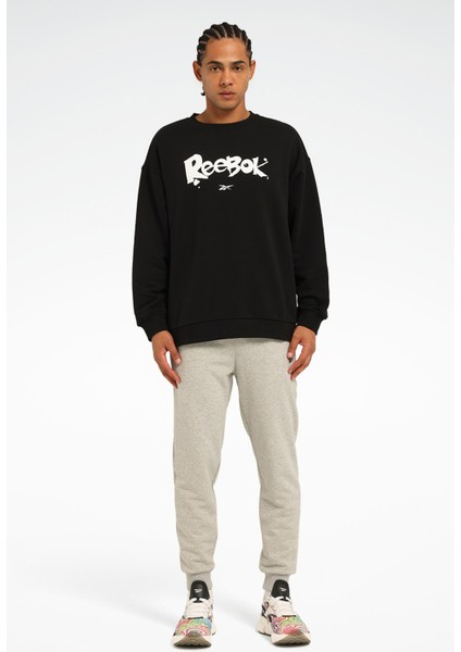 New Id Ovrs Gfx Crew Siyah Erkek Sweatshirt