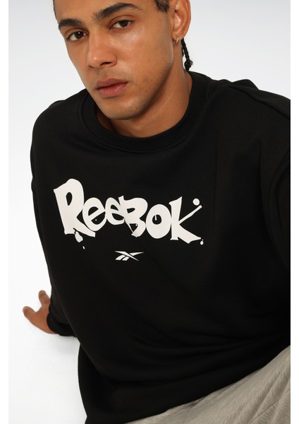 New Id Ovrs Gfx Crew Siyah Erkek Sweatshirt