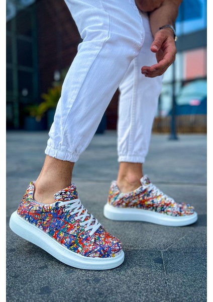 Bağcıklı Baskılı Erkek Spor Ayakkabı Grazy Splush Beyaz modelleri