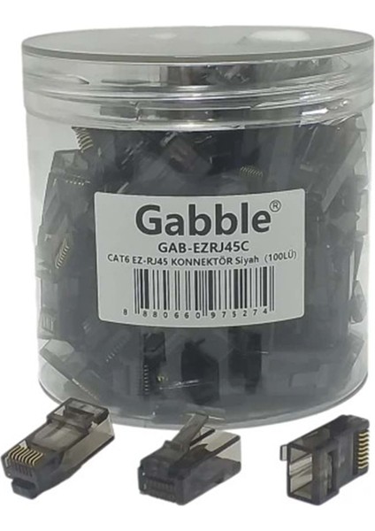 Ez RJ45 Cat6 Soket Konnektör 100 Adet Renkli Gabble EZ-RJ45 R31 - Siyah