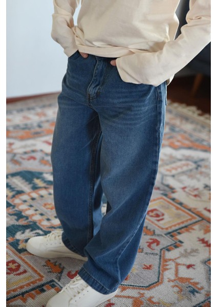 Erkek Çocuk Jean Pantolon Cepli Fermuarlı 10-14 Yaş, Mavi