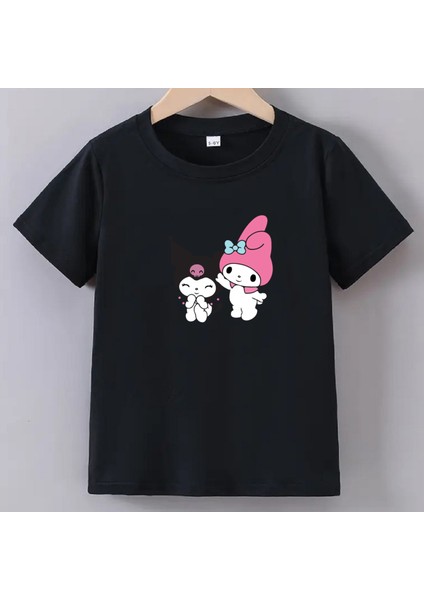 Kaliteli Pamuk Penye Kız Çocuk Baskılı Tshirt 5 6 7 8 9 10 11 12 13 14 Yaş Kuromi