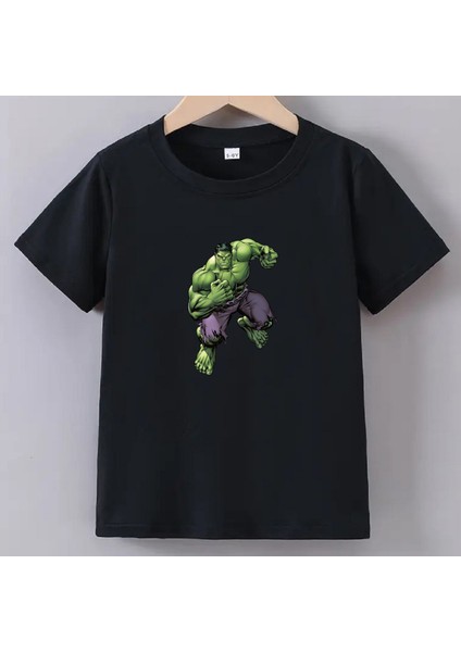 Kaliteli Pamuk Penye Unisex Erkek Kız Çocuk Baskılı Tshirt 5 6 7 8 9 10 11 12 13 14 Yaş Hulk