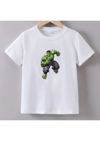Kaliteli Pamuk Penye Unisex Erkek Kız Çocuk Baskılı Tshirt 5 6 7 8 9 10 11 12 13 14 Yaş Hulk