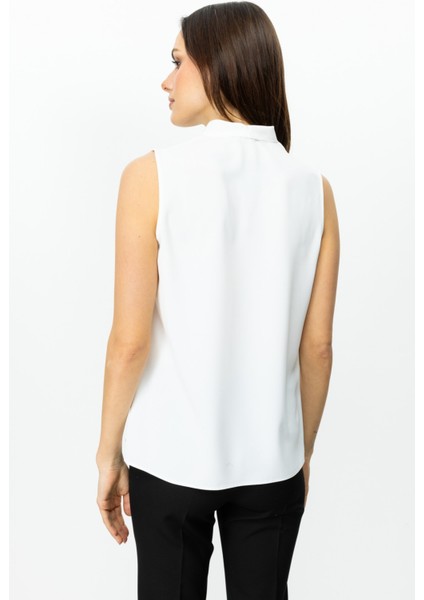 Omzu Drapeli Kolsuz Bluz Ekru 3062 modelleri