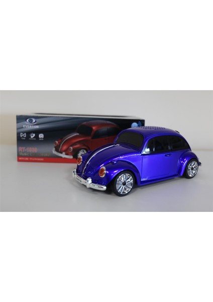 RT-1939 Lacivert Arabalı Bluetooth Fm-Usb-Tf-Aux Şarjlı Nostaljik Radyo