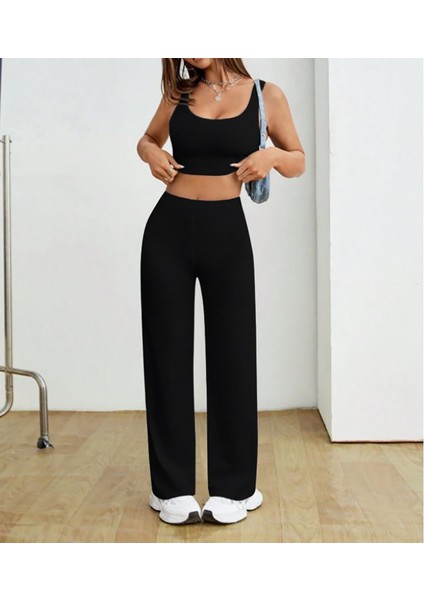 Beyaz Şeritli Kaliteli Compact Salaş Bisiklet Yaka Uzun Kollu Pantolon Takım