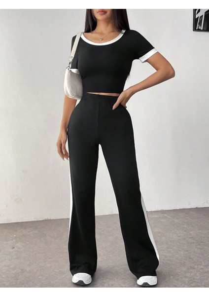 Beyaz Şeritli Kaliteli Compact Salaş Bisiklet Yaka Uzun Kollu Pantolon Takım modelleri