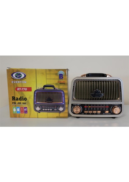 RT-770 Bluetooth Fm-Usb-Tf-Aux Şarjlı Nostaljik Radyo