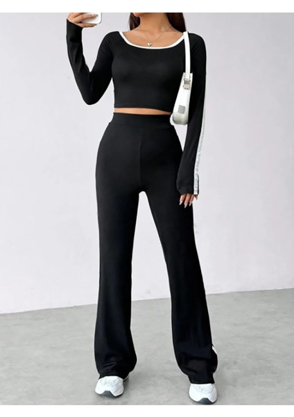 Beyaz Şeritli Kaliteli Compact Salaş Bisiklet Yaka Uzun Kollu Pantolon Takım fiyatları