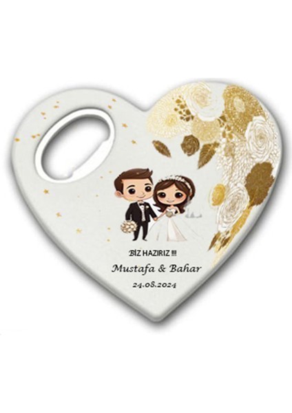 Nikah Nişan Kına Organizasyonları için Kişiye 50 Adet Özel Kalp Magnet Açacak