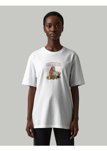Beyaz Renk Kadın Oversize T-Shirt modelleri