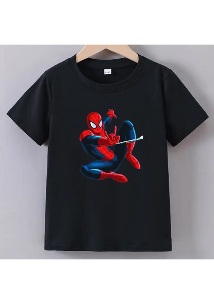 Kaliteli Pamuk Penye Unisex Erkek Kız Çocuk Baskılı Tshirt 5 6 7 8 9 10 11 12 13 14 Yaş Örümcekadam