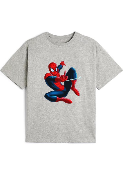 Kaliteli Pamuk Penye Unisex Erkek Kız Çocuk Baskılı Tshirt 5 6 7 8 9 10 11 12 13 14 Yaş Örümcekadam