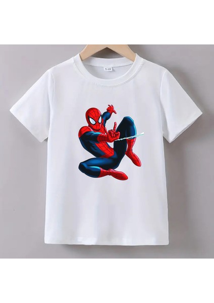 Kaliteli Pamuk Penye Unisex Erkek Kız Çocuk Baskılı Tshirt 5 6 7 8 9 10 11 12 13 14 Yaş Örümcekadam