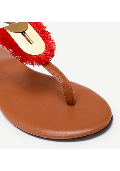 Püskül Aksesuar Detaylı Deri Sandalet fiyatları