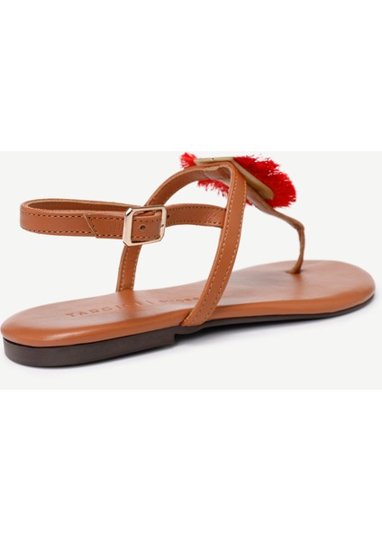 Püskül Aksesuar Detaylı Deri Sandalet modelleri