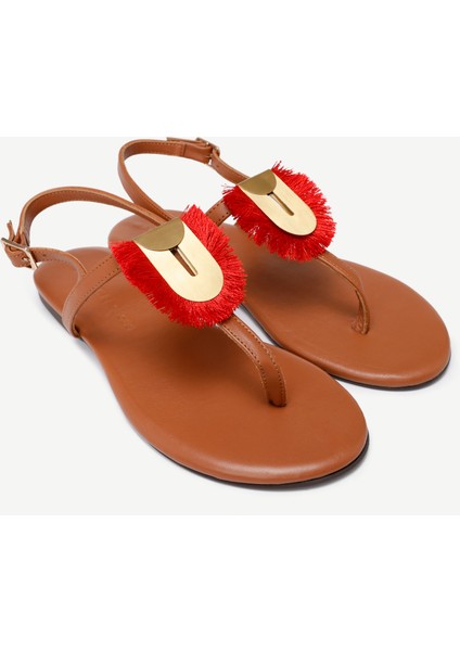 Püskül Aksesuar Detaylı Deri Sandalet fırsatları