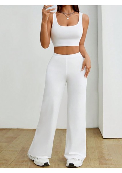 Kaliteli Viskon Compact Geniş Yaka Kaliteli Crop Alt- Üst Takım modelleri