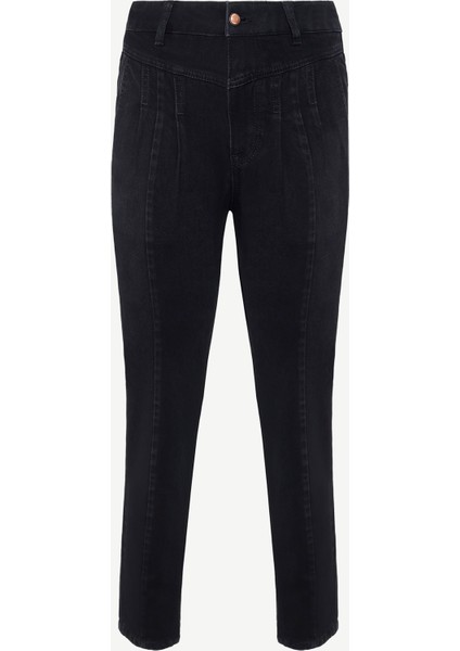 Dar Kalıp Pens Detaylı Denim Pantolon