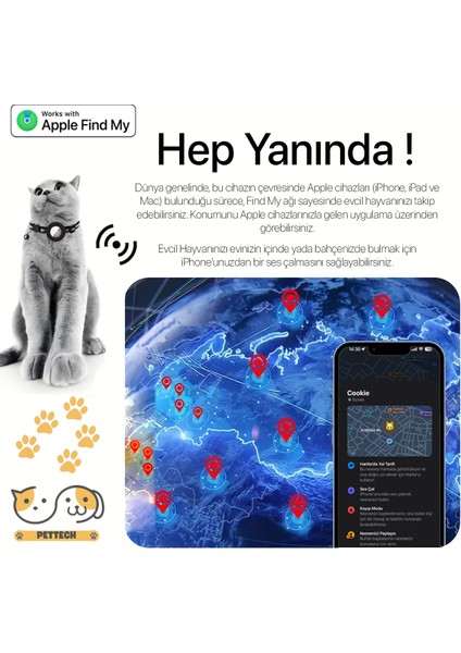 Airtag'li Kedi Tasması - Evcil Hayvanlar İçin Özel Tasarım