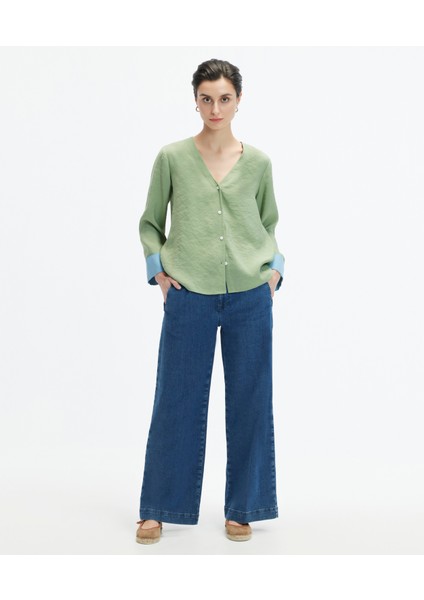 Geniş Paca Denim Pantolon