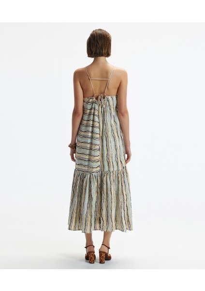 Askılı Arkası Bağlama Detaylı Uzun Elbise modelleri